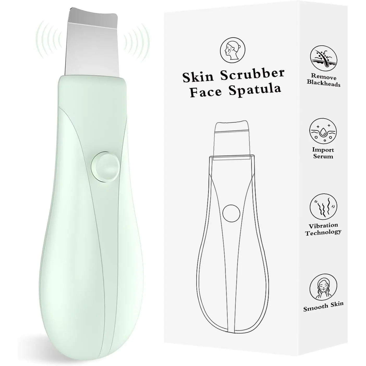 Skin Scrubber Face Spatula Skin Spatula Pore Cleaner Blackhead Remover Tools for Facial Deep Cleansing Skin Care Tool for Men and Women (Green)