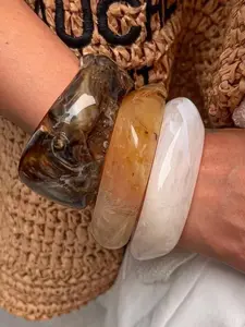 Women's Fashion Resin Bangle Set, Trendy Bangles, Unique Acrylic Bracelets for Daily Wear & Festive Occasions, Stylish Accessory Collection