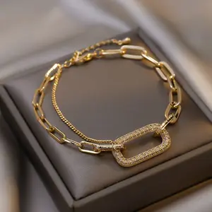 Strand Bracelet | Cubic Zirconia Paperclip Link Bracelet for Everyday Wear