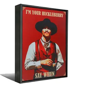 Vintage Cowboy Legend Canvas Poster, "I'm Your Huckleberry" Retro Western Movie Quote Wall Art, Modern Home Decor for Man Cave & Home Office, Optional  Frame