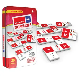 212 MAIN Thick Plastic Subtraction Dominoes - Junior Math Learning Tools, 2 Each of Unique Pieces, 28-Piece Set