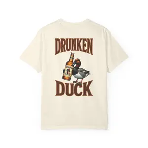 Drunken Duck Canvasback graphic T-shirt | Duck with Beer back print