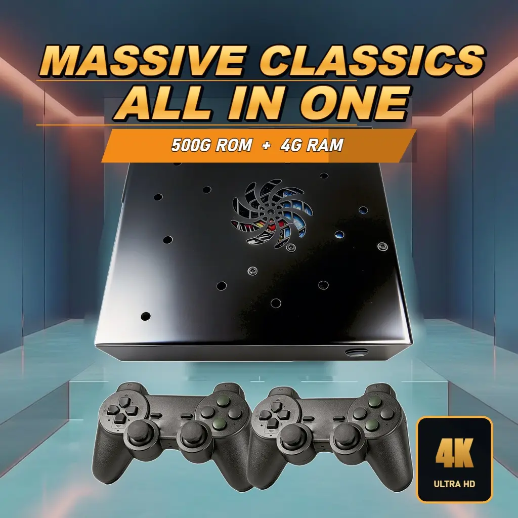 X8 pro Retro  Box 4GB RAM 500GB Storage, HDMI Plug & Play, Wireless Controller, Family Party Entertainment