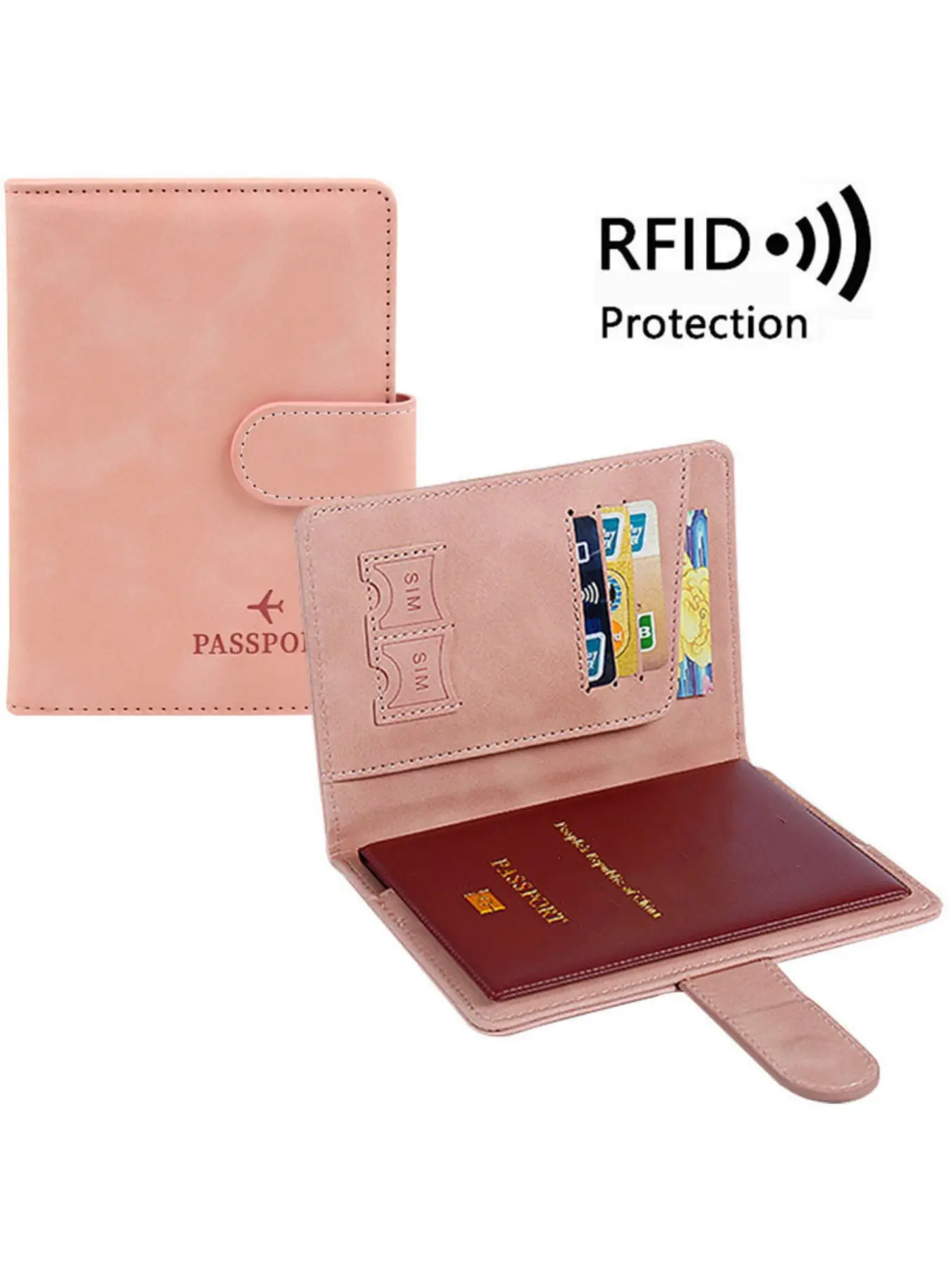 Men's & Women's RFID Blocking PU Leather Passport Holder Wallet Travel Document Holder Large Capacity Travel Card Organizer for Men & Women Daily Use Travel Accessories Passport Cover