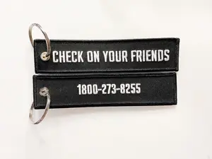 JDM Jet Tag Embroidered Keychain - Check on your friends 1800-273-8255