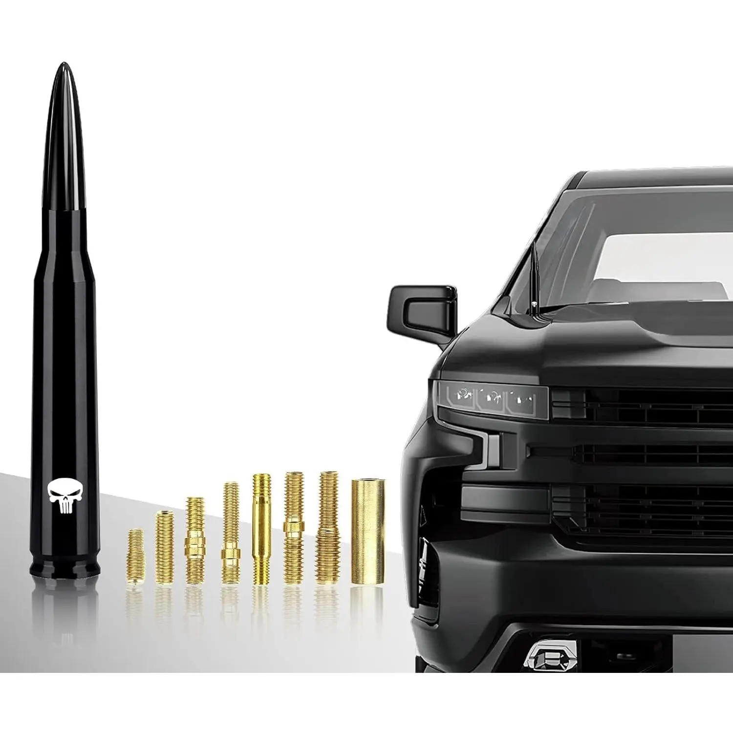 KDO Bullet Car Truck Antenna for GM Chevy Silverado 1500 2500 3500 HD, Avalanche, GMC Sierra 1500 2500 3500 Denali Heavy Duty Pickup Trucks Accessories (Black), Gmc Sierra 2500
