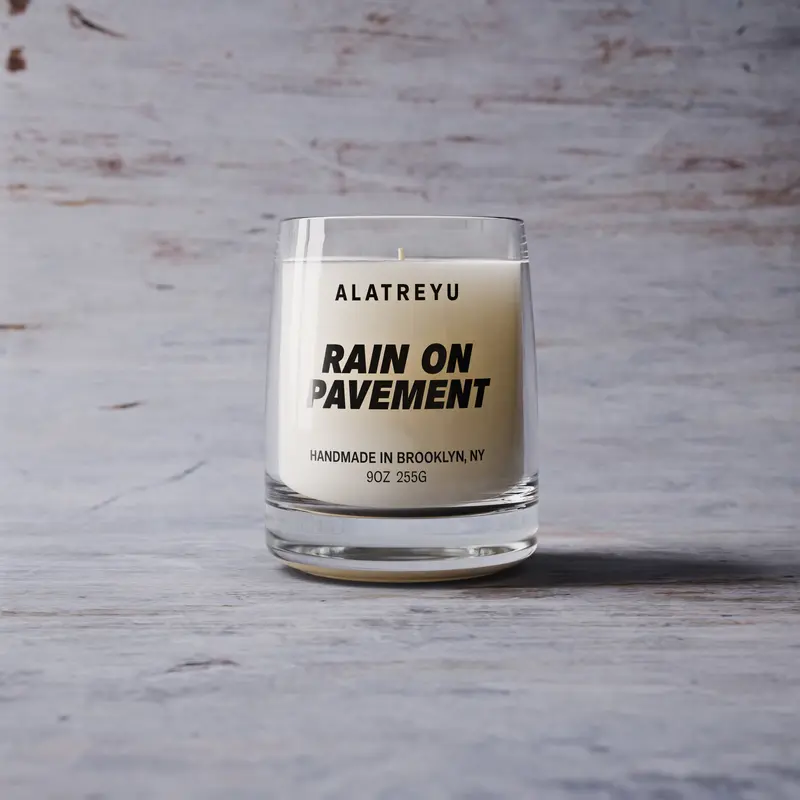 Rain on Pavement Scented Candle, Ozone, Concrete and Wet Leaves, The Smell of City Rain, Hand-Poured Soy Wax Candle, Pay What You Can
