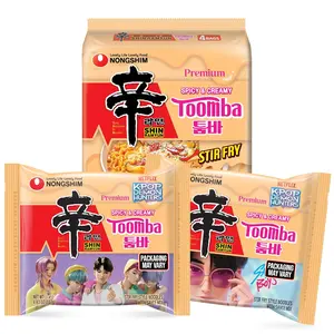 Nongshim Shin Ramyun Toomba Creamy Korean Style Instant Noodles Pack of 4 (4.83 oz) Stir Fry Ramen, Mild Spice, Mac & Cheese Inspired