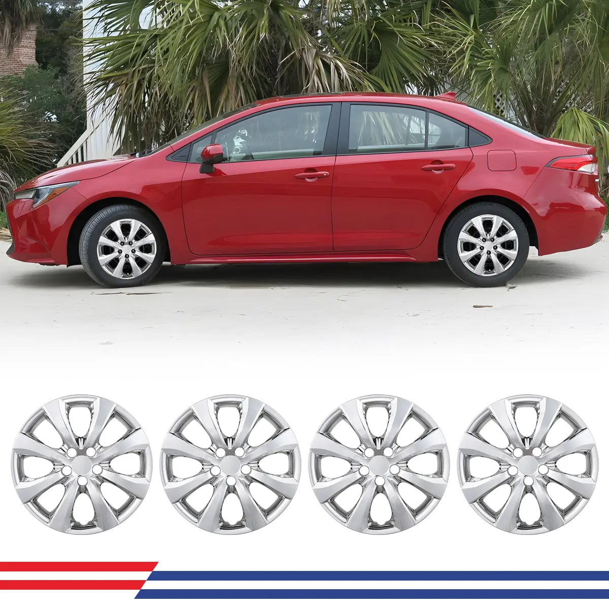 WOLFSTORM Set of 4 16in High-Quality ABS Plastic Hubcap Set, Multi-Vehicle Fit for Toyota Corolla & Matrix, Auto Wheel Rim Covers for Daily Use, Appearance Enhancement & Reliable Protection