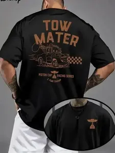 Tow Mater Racing T-Shirt – Cartoon Tow Truck Graphic Tee with Piston Cup Back Print Design, Funny Racing Style Apparel, Perfect Gift for Car Lovers & Kids Fans, Unisex Casual Tee, Soft Cotton Menswear Tops