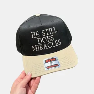 He Still Does Miracles Embroidered Trucker Hat - Black/Khaki, One Size Fits Most, Unisex Design, Stylish Accessory fitted  hats