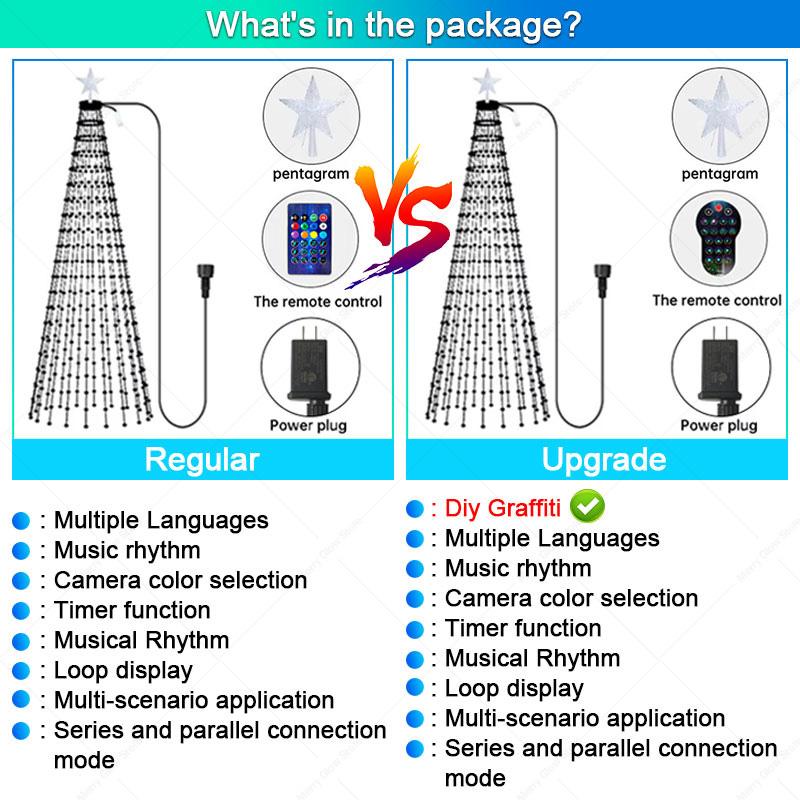 6.9FT Christmas Tree Lights 400LEDs Bluetooth App Control RGB Music Sync Multi-Color Flashing Holiday Decor Christmas Lighting