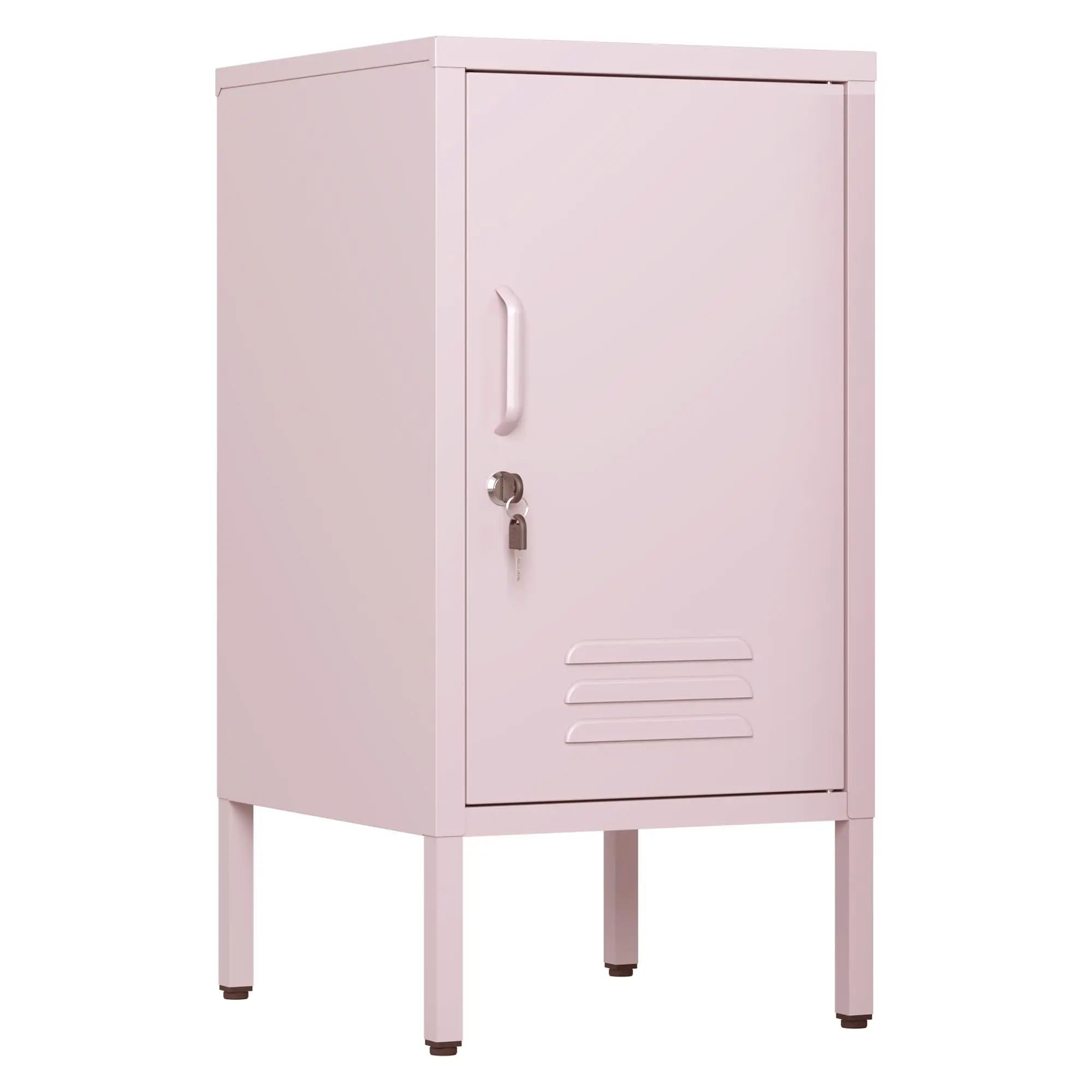 Lockable Metal Locker End Table Furniture, Secure Steel Storage Cabinet for Home with Adjustable Dividers, Industrial Nightstand for Bedroom, Living Room & Office, Space-Saving Organizer with Locking Door