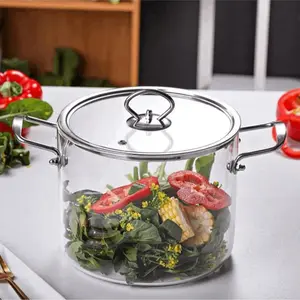 4.5L/5.5L Borosilicate Glass - Saucepan with Lid - Clear Heat-Resistant Cooking Pot for Ceramic Cooktops, Includes Handles, Ideal Kitchen Essential - Cookware