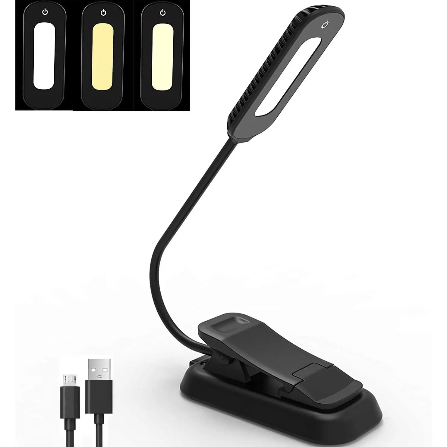 Portable Clip-On Mobile Book Light - 12 LED USB Rechargeable Adjustable Lamp with 3-Level Brightness, Eye-Protective for Makeup, Kindle, Sewing, Computer, Keyboard Night Reading, Eye Care, Small