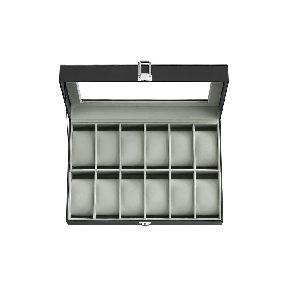 SONGMICS HOME Watch Box,  Case with Large Glass Lid, Removable Watch Pillows, Watch and Jewelry Box Organizer, Gift for Loved Ones
