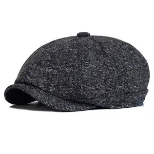 Winter Thick Warm Newsboy Caps Men Soft Octagonal Hat For Male Detective Hats Retro Driver Flat Caps