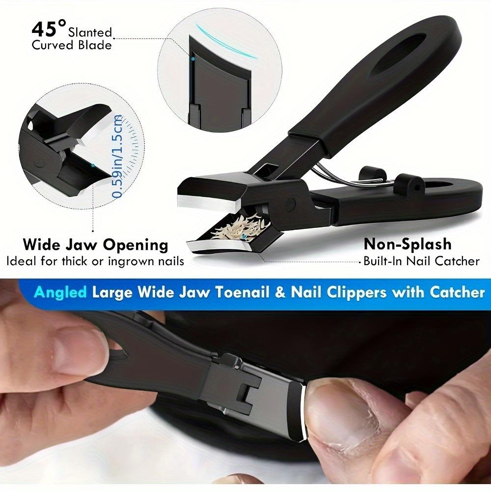 6Pcs Thick Toenail Clippers Set, Professional Ingrown Nail Nippers, Stainless Steel Pedicure Tools Set with Nail File & Cleaner