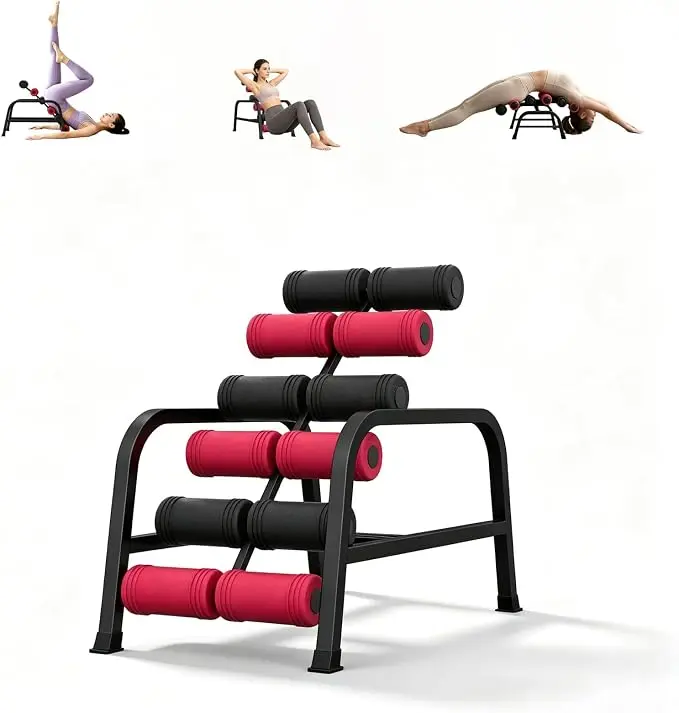 Mini Compact Inversion Table - Manual Massage Tool with Foam Rollers, Metal Frame, Adjustable Fitness Tool for Spinal Decompression, Spinal Stretch, Home Workout Equipment, Exercise Machine, Fitness Equipment