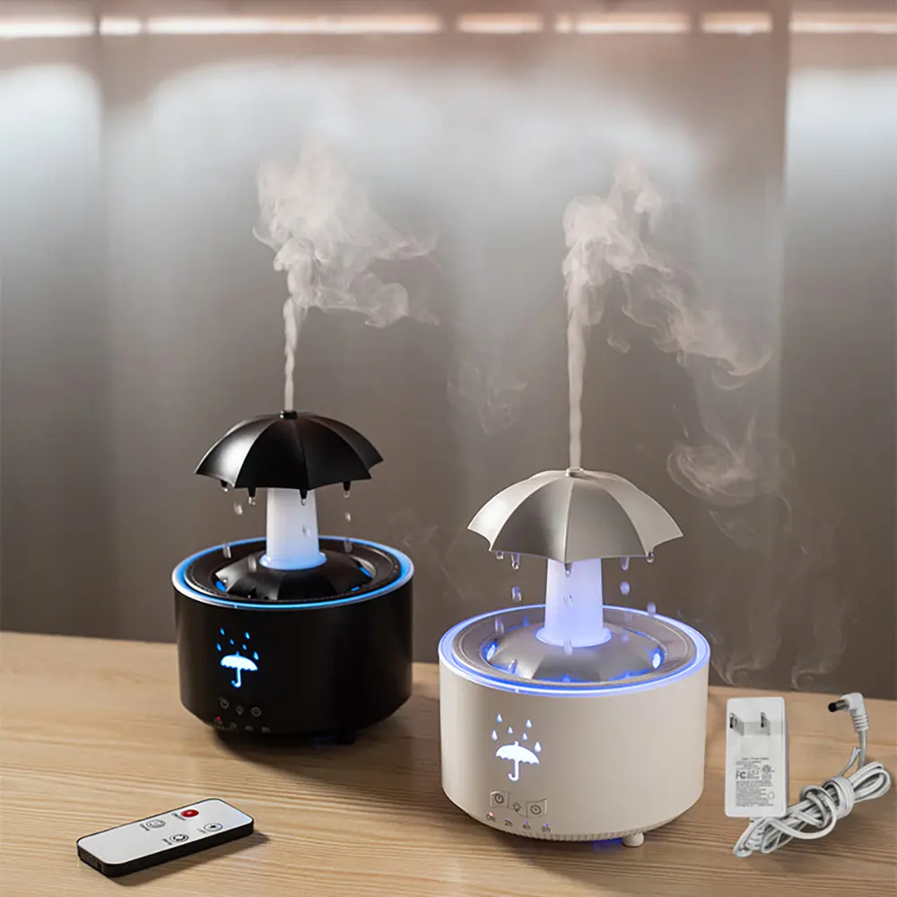 Rain Cloud Humidifier with Raindrop Effect, Rotating Diffuser with 7 Color Lights, Essential Oil Compatible Air Humidifier for Home Use