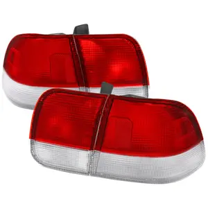 1996-1998 Civic Sedan Tail Lights w/ Bulbs (Chrome Housing/Red Clear Lens)