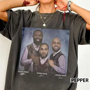 [ SPORTS GRAPHIC TEE - SALE UP TO 45% ] Jayson Tatum Jaylen Brown Derrick White Basketball Shirt, Boston Step Bros Tee, Funny Basketball Christmasl Gift Unisex