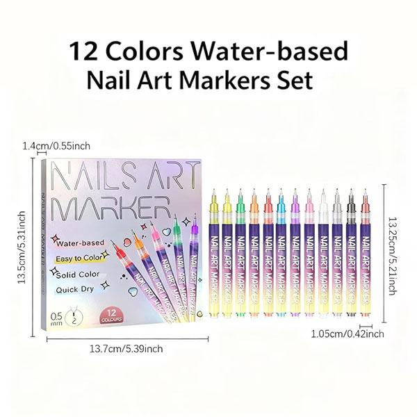 12-Color Nail Art Marker Set – Quick-Drying Acrylic Pens for DIY Manicures & Easy 3D Designs, Ideal for Beginners 12-Color Nail Art Marker Set – Quick-Drying Acrylic Pens for DIY Manicures & Easy 3D Designs, Ideal for Beginners