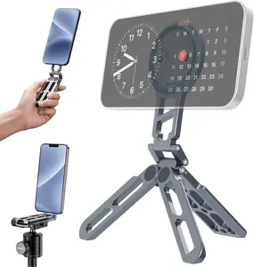Magnetic Foldable Phone Stand Tripod Compatible with Magsafe, Tripod Mount Desk Stand All in One