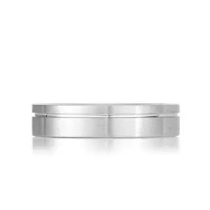 Men's Off-Centered Groove Satin Wedding Band in Platinum 5.0mm