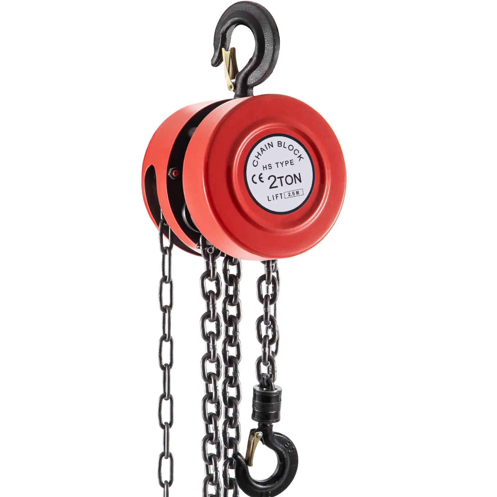 VEVOR Hand Chain Hoist, 4400 lbs /2 Ton Capacity Chain Block, 8ft/2.5m Lift Manual Hand Chain Block, Manual Hoist with Industrial-Grade Steel Construction for Lifting Good in Transport & Workshop, Red