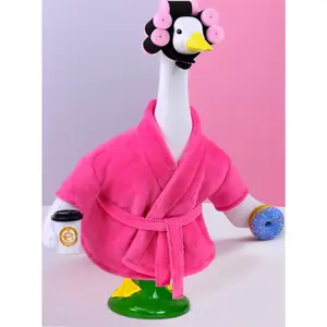 Lady's Bathrobe Costume for Garden Geese - Spring/Summer Outfit Fits 17" to 23" Lawn or Cement Geese. Adorable Porch Goose Decor to Dress Up Your Yard