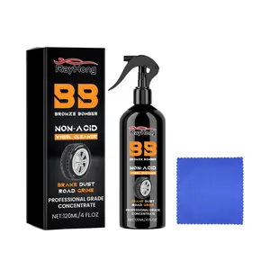 RayHong Bronze Bomber Non-Acid Wheel Cleaner 120ml Spray for Brake Dust Rust Stains with Sodium Bicarbonate & Laureth-7 pH Neutral Rust Remover