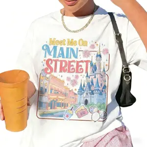 Comfort Colors Meet Me On Main Street Shirt, Playful Magic Kingdom Tshirt, Aesthetic Main Street Theme Park Tee, Trendy Oversized Family Trip Matching Shirt, Premium Garment Dyed Magical Memories Souvenir Apparel