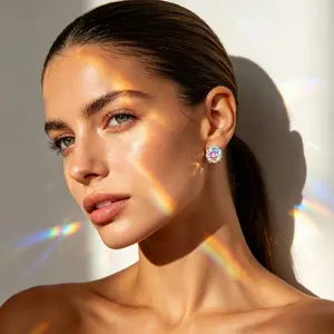 EJG Aurora | Multicolor CZ Micro Stackable Studs | Copper Silver Plated | Everyday Wear Date Night | Ear Party Tiny Stacked Earring Set