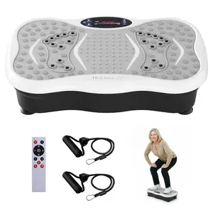 HopHorse High-Power Vibration Plate Equipment for Full Body Exercise Machine Oscillating plate 300 lbs Weight Capacity Bluetooth Remote Control 3-in-1 Indoor Home Gym Fitness Equipment with 2 Resistance Bands