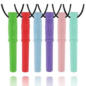 Chew Necklaces for Sensory Kids, Silicone Chewy Necklace Sensory Chew Toy for Girls Boys, 6 Pack chewelry for Kids Teens Adults with Autism Anxiety ADHD SPD or Oral Motor Needs