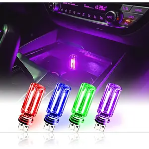 4 count USB Night Light,LEDMini Multi-Color -  Night Lights AdjustableBrightness for  HomeGaming RoomParty&Holiday Decor-Portable Easy to Use Retro GlassDesign(1Red1Blue1Purple1Green)