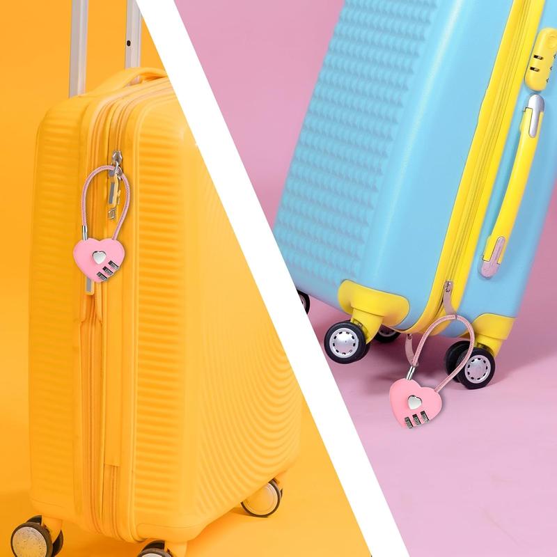 3 PCS 3 Digit Combination Padlock Heart Combination Locks Pink Code Lock with Steel Wire Rope Mini Luggage Locks Love Locker Lock Cute Combo Lock for Backpack Luggage Lockers Jewelry Boxes