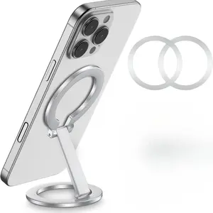 Double Sided Magnetic Phone Ring Holder, Dual Magnetic Grip for iPhone 17/16/15/14/13/12, Removable Finger Kickstand for Gym, Refridge, Kitchen, Magnetic Smartphone Holder