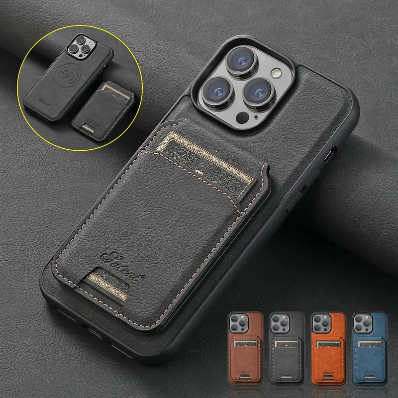 Oceantree For iPhone 18 Pro Max 17 16 15 14 13 12 Case 2in1 Magnetic Case Removable Wallet Card Stand Cover PU Leather Phone Case luxury retro style