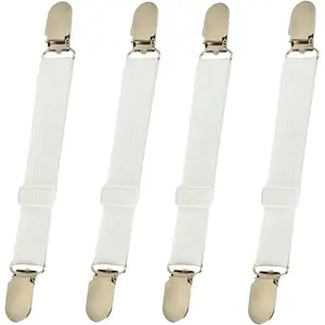 Bed Sheet Clips Straps Sheet Holder Mattress Clips 4 Pcs Adjustable Elastic Bed Sheet Grippers Straps Suspender Fasteners Holder