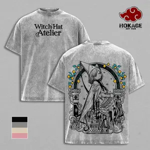Witch Hat Atelier Anime Graphic Tee, Vintage Washed Manga Shirt, Unisex Streetwear T Shirt for Anime Lovers, Japanese Anime Oversized Tee Gift for Fans