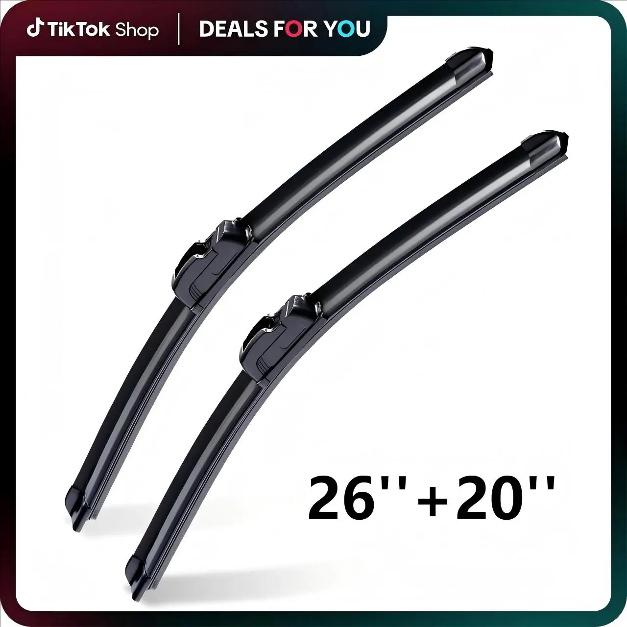 ITUTN 26-in & 20-in Frameless Windshield Wiper Blades, Silent Streak-Free Wiping, Coated Weatherproof Dual-Layer, Easy Install, Universal J-Hook Adapter, OEM Quality, All-Season Fit for 99% of Vehicles