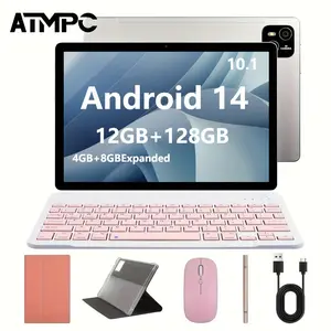 Tablet 10.1 Inch Android 14 Os, 2-In-1 Design with Keyboard & Mouse, 128GB Storage, 4GB+8GB RAM, Dual Cameras, 5g WiFi, Gms Certified