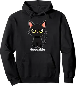 Funny Cat Lovers Ironic Huggable Sarcastic Black Cat Pullover Hoodie - Nestorporas Shop 64B0DLVLHYFG