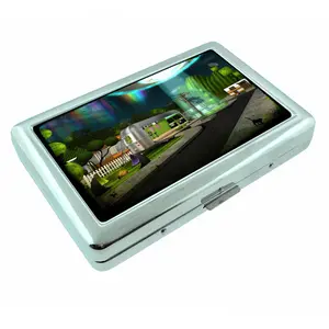 Vintage Cig Case Alien Invasion g5 Silver Metal Case Card Holder Wallet Tin Box Business Card