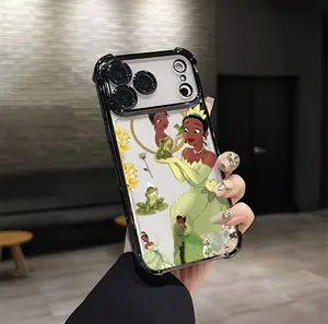 Green Gown Princess & Frog  Aesthetic Design Pattern Casing For iPhone 17 16 15 14 13 12 Samsung 22 23 24 25 Plus Pro Max Ultra Soft durable tpu cover Silicon TPU Shockproof Protector Vintage Unique Fashion Mobile Phone Case