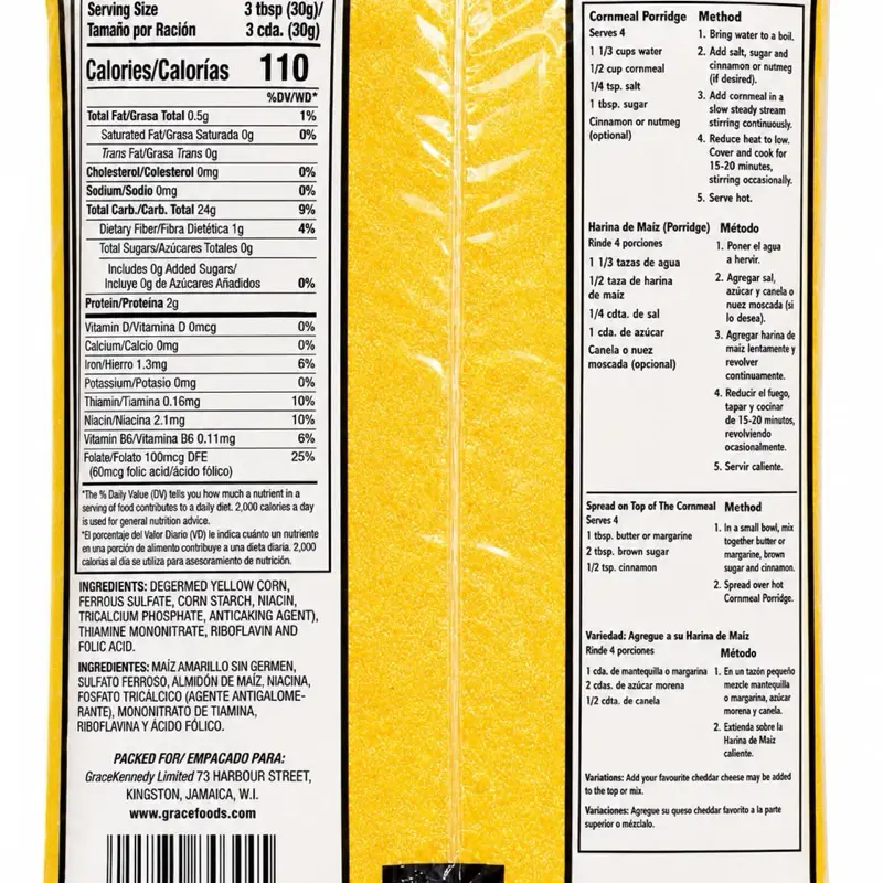 Corn Meal, Unbleached Fine-Ground Cornmeal for Baking, Cooking, 16-oz Resealable Bag