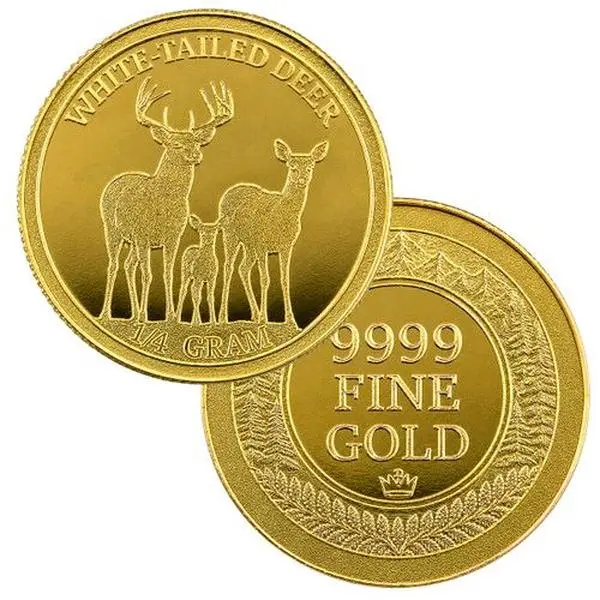 1/4 gram .9999 fine gold Whitetail deer- Minted by Monarch