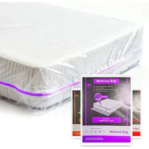6Mil Thicken Mattress Bag for Moving, Waterproof Zippered Mattress Cover for Storage, Reusable Plastic Encasement, Tear Proof Dust Proof Protection(Purple, Twin)